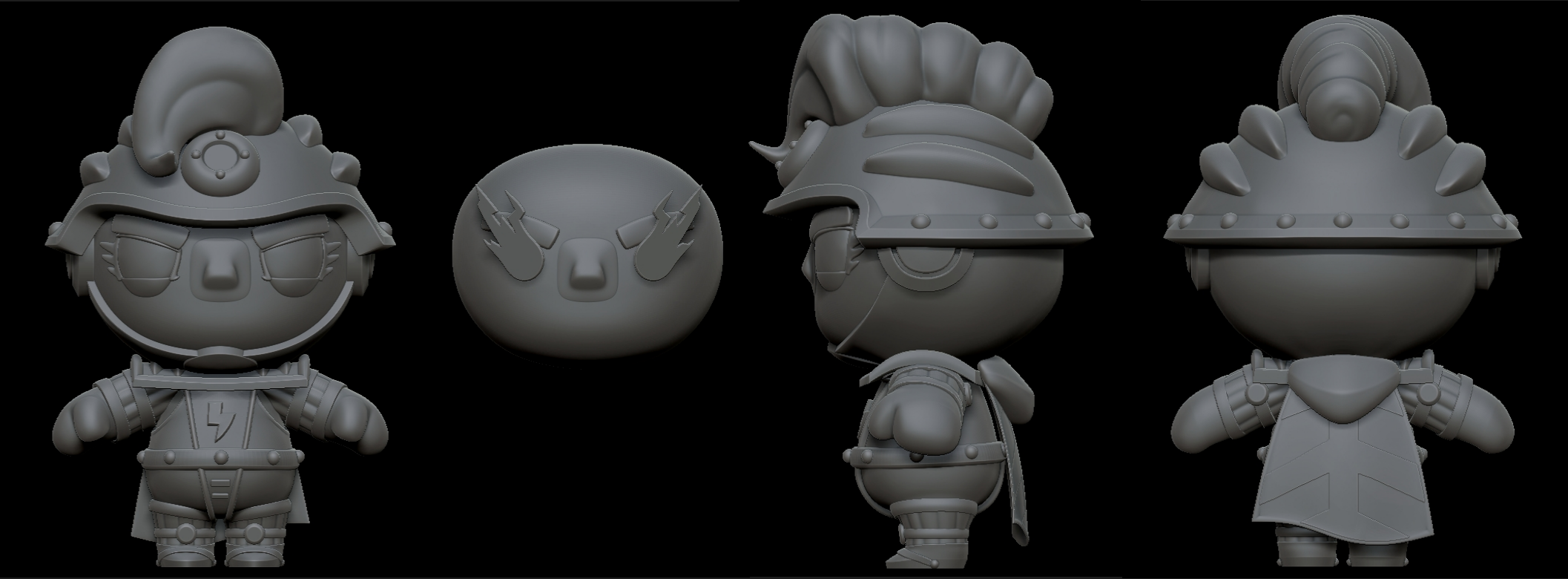 Cosmic Bombers — Bubble Punk character, front and back turnaround