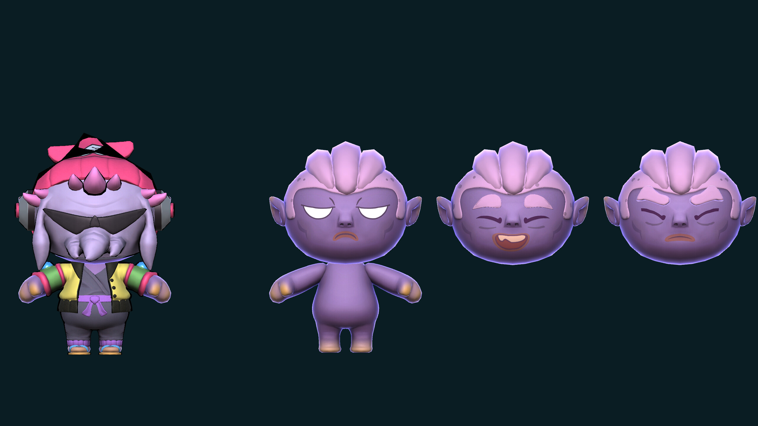Cosmic Bombers — DJ SDX character, body and face expression sheet