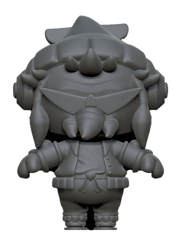 Cosmic Bombers — DJ SDX character, untextured clay front view