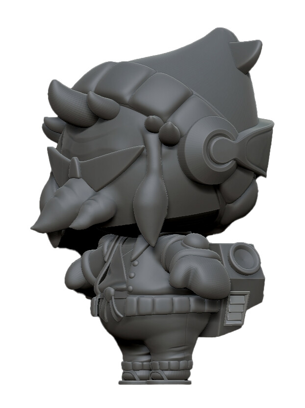 Cosmic Bombers — DJ SDX character, untextured clay back view