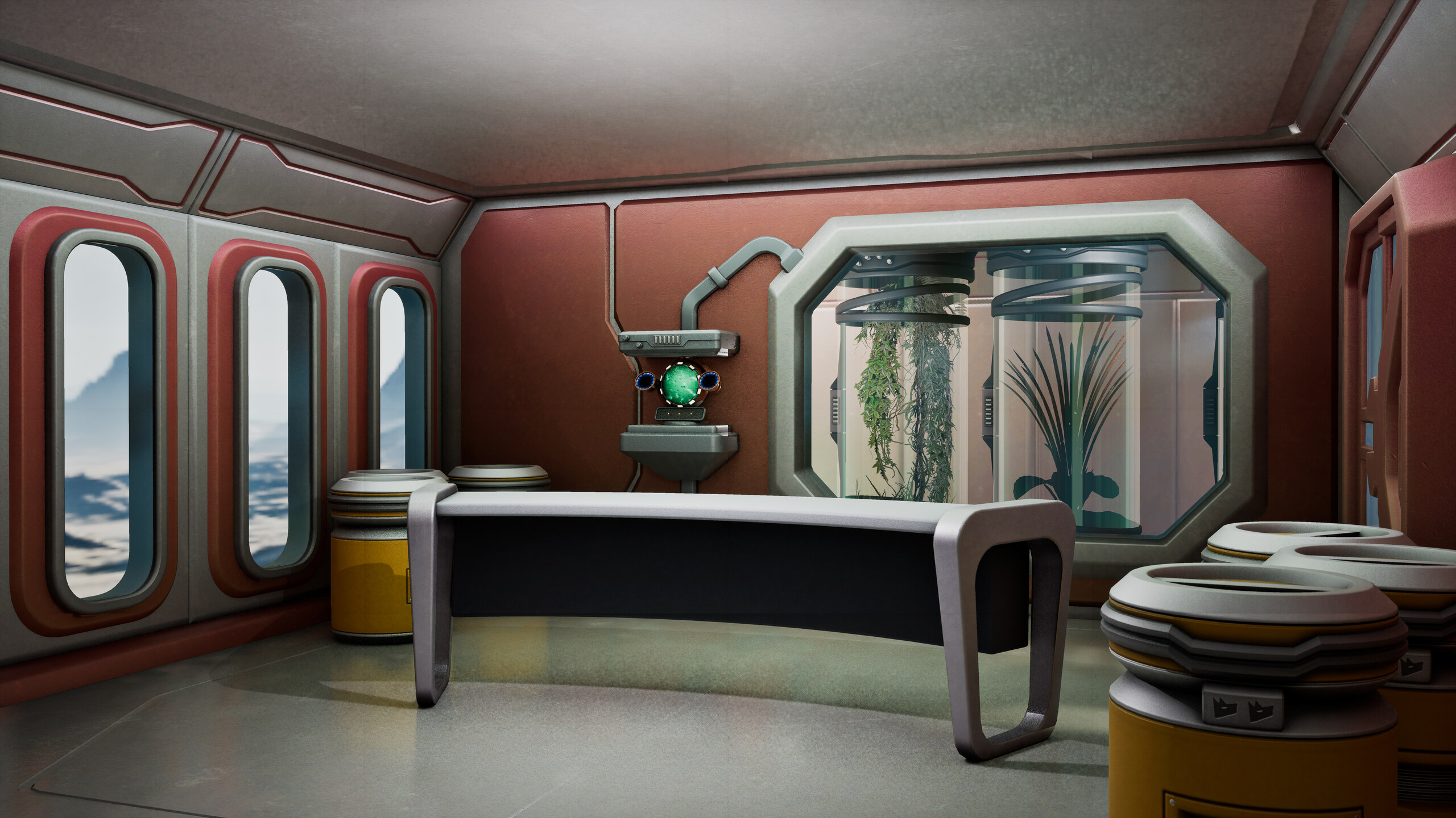Magic Labs VR — classroom interior with purple accent lighting