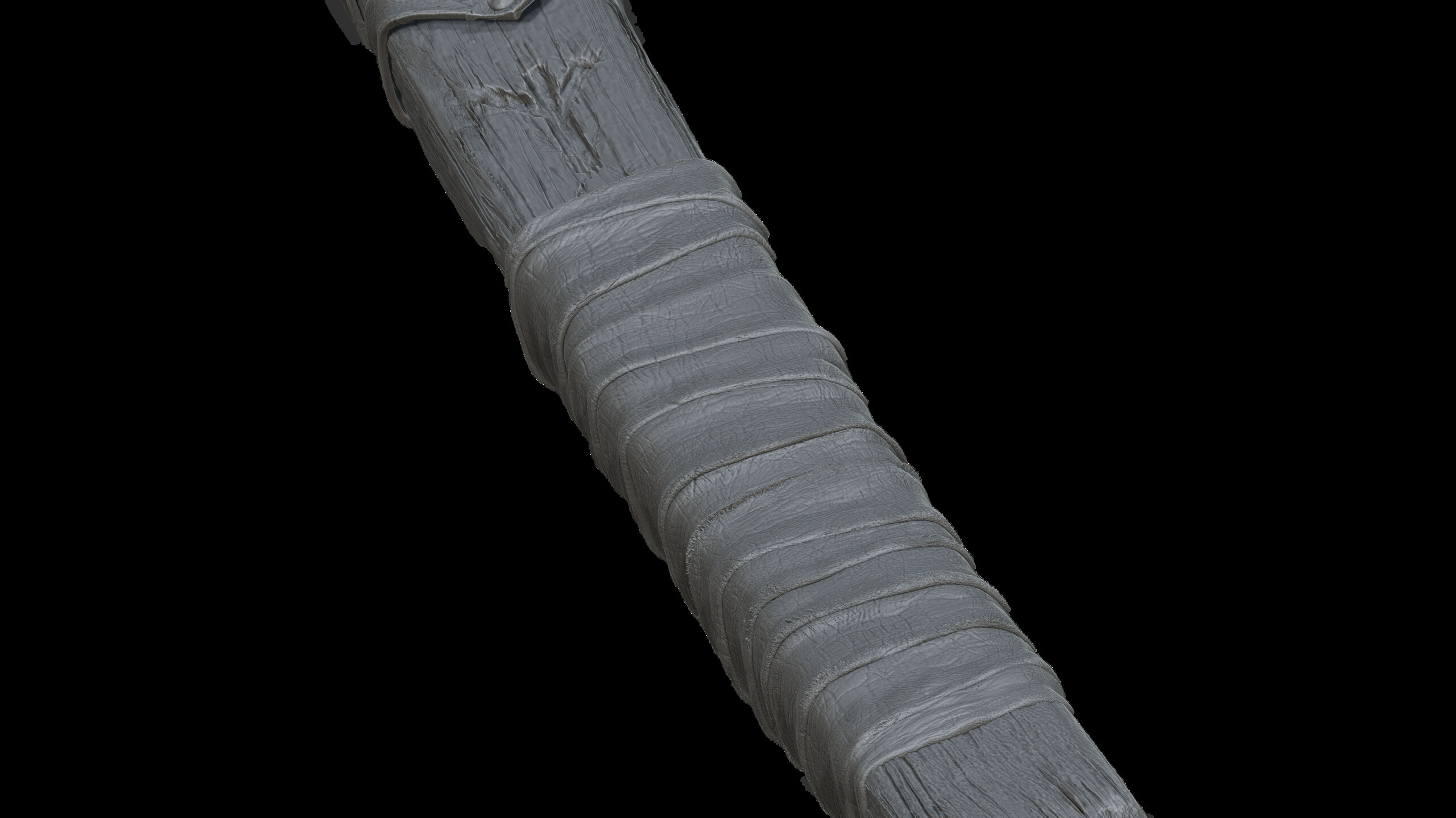 Viking Axe — untextured clay render, handle wrap detail