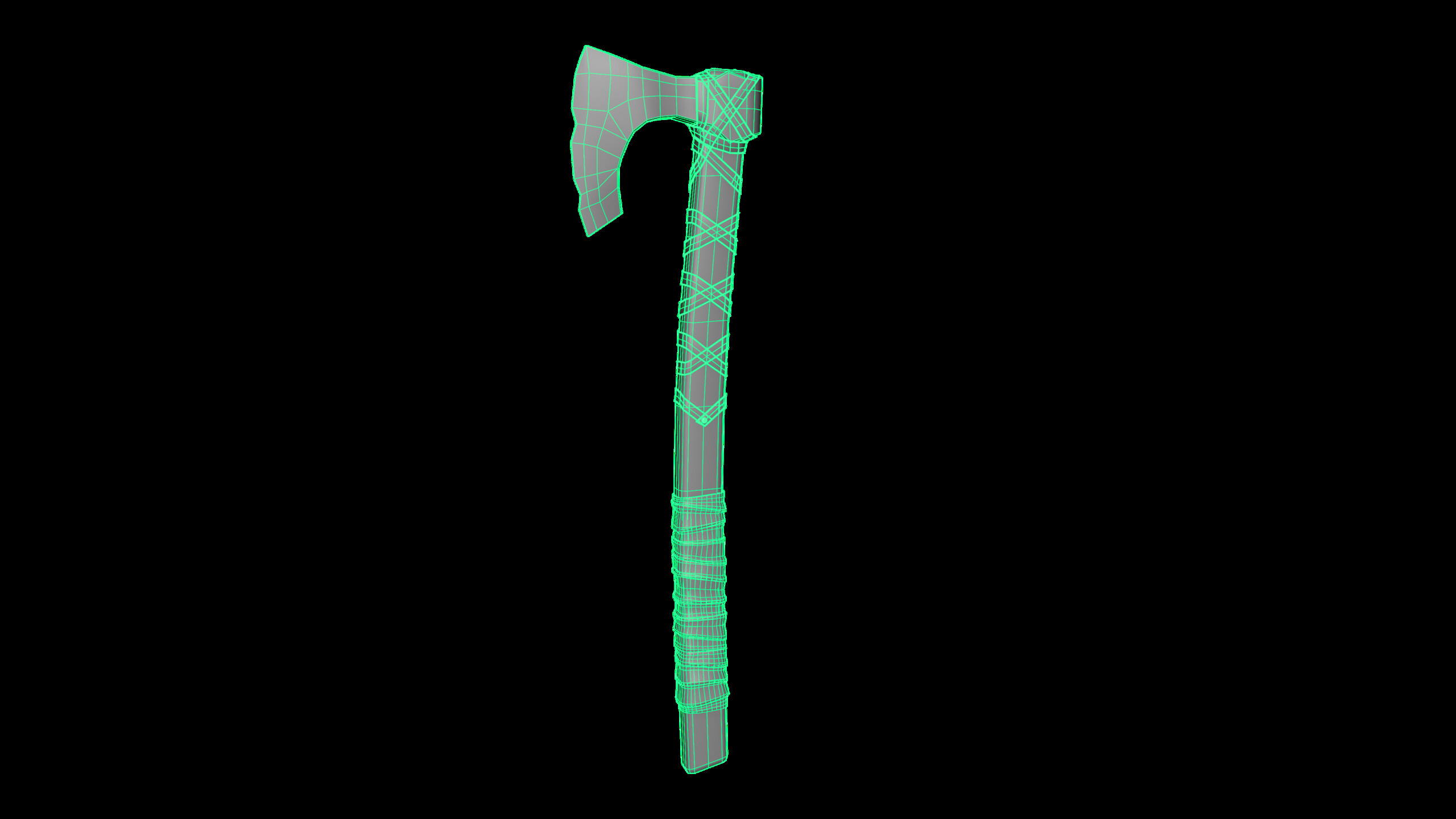 Viking Axe — full wireframe topology