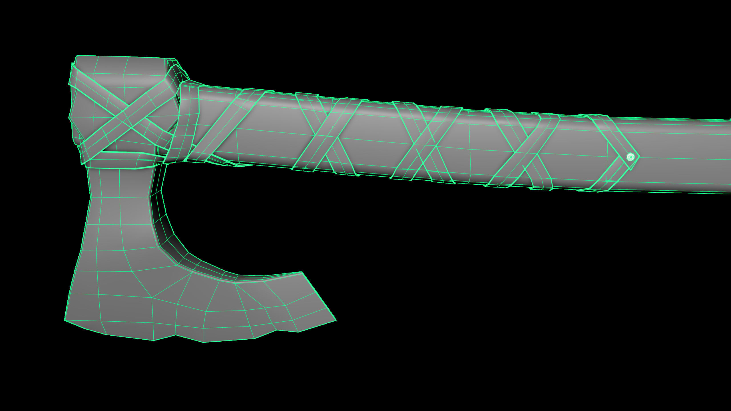 Viking Axe — wireframe topology detail on the axe head