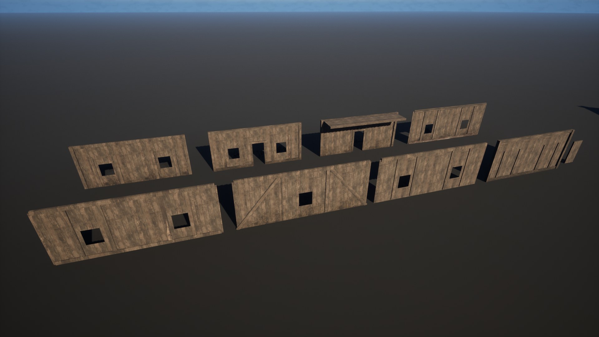 Viking Hall — set of modular wall, door and gable kit pieces