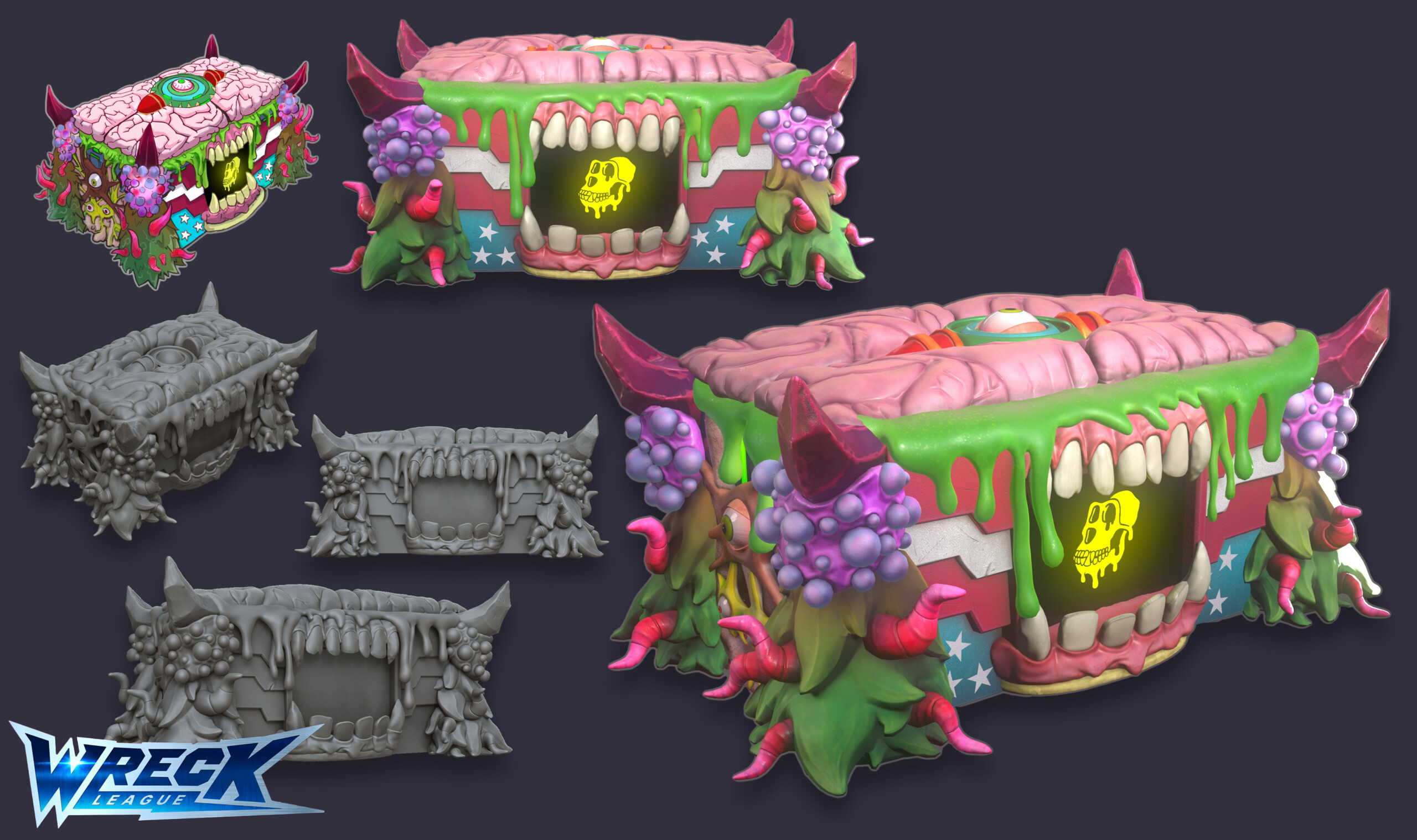 Wreck League — Hero Props — Mutant Ape crate, concept to final breakdown