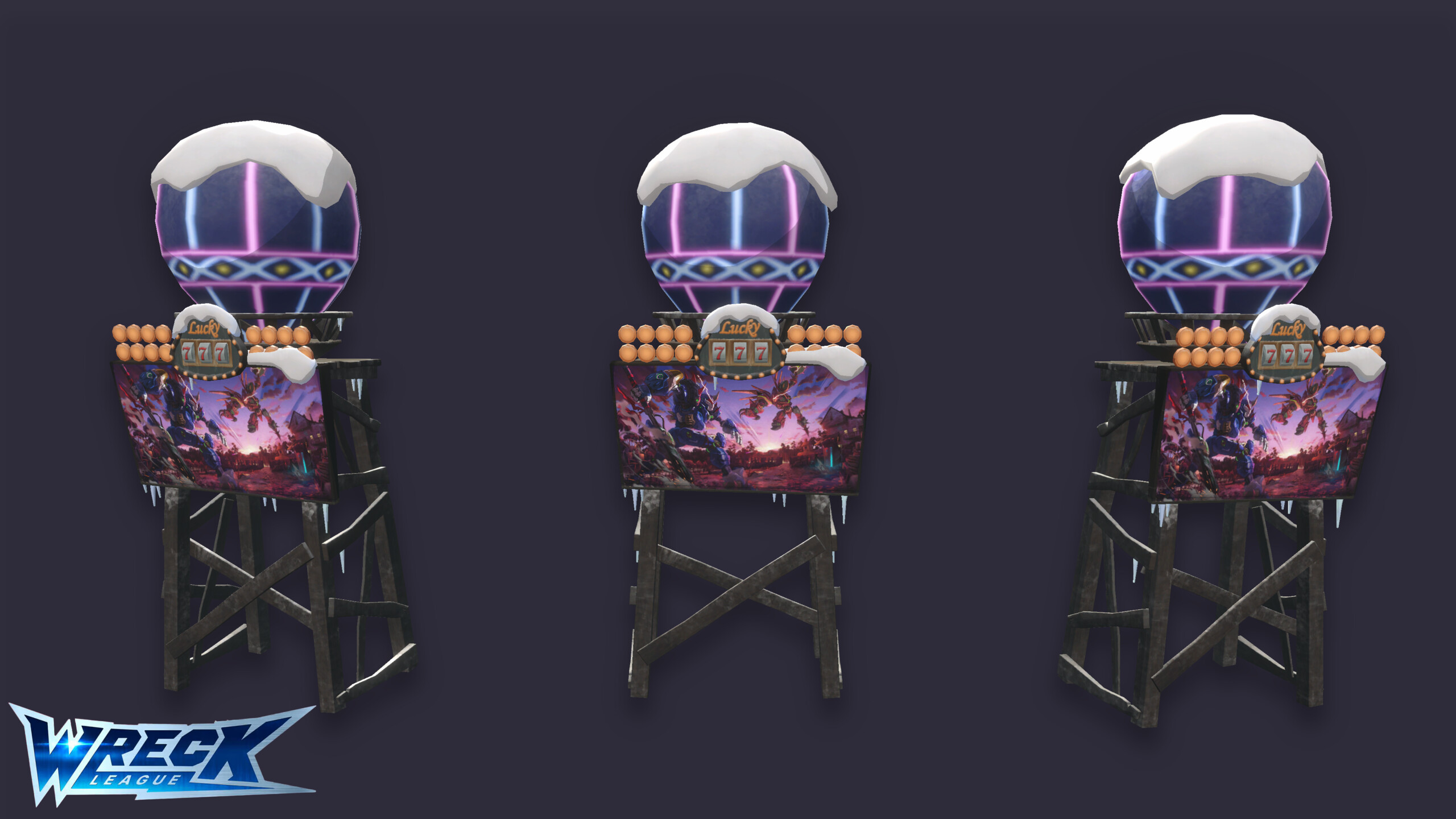 Wreck League — Props — Lucky 777 hot air balloon prop, arena set dressing