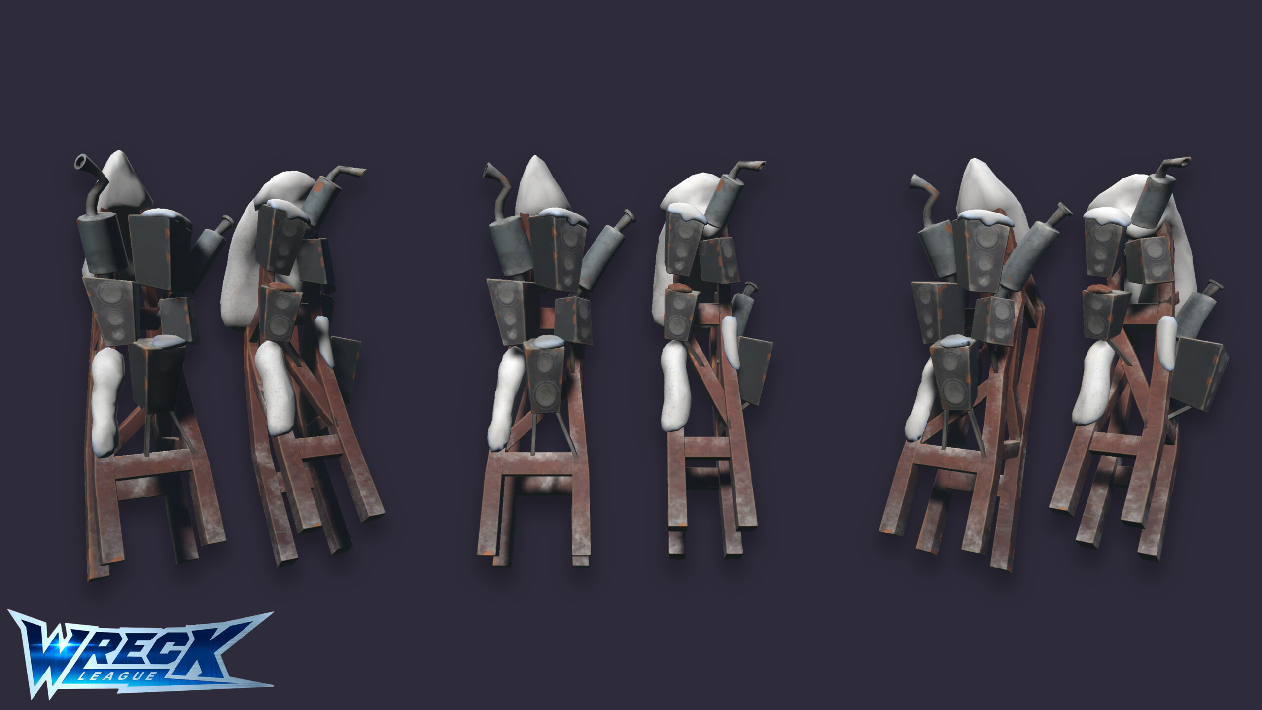 Wreck League — Props — snow-covered speaker totem props