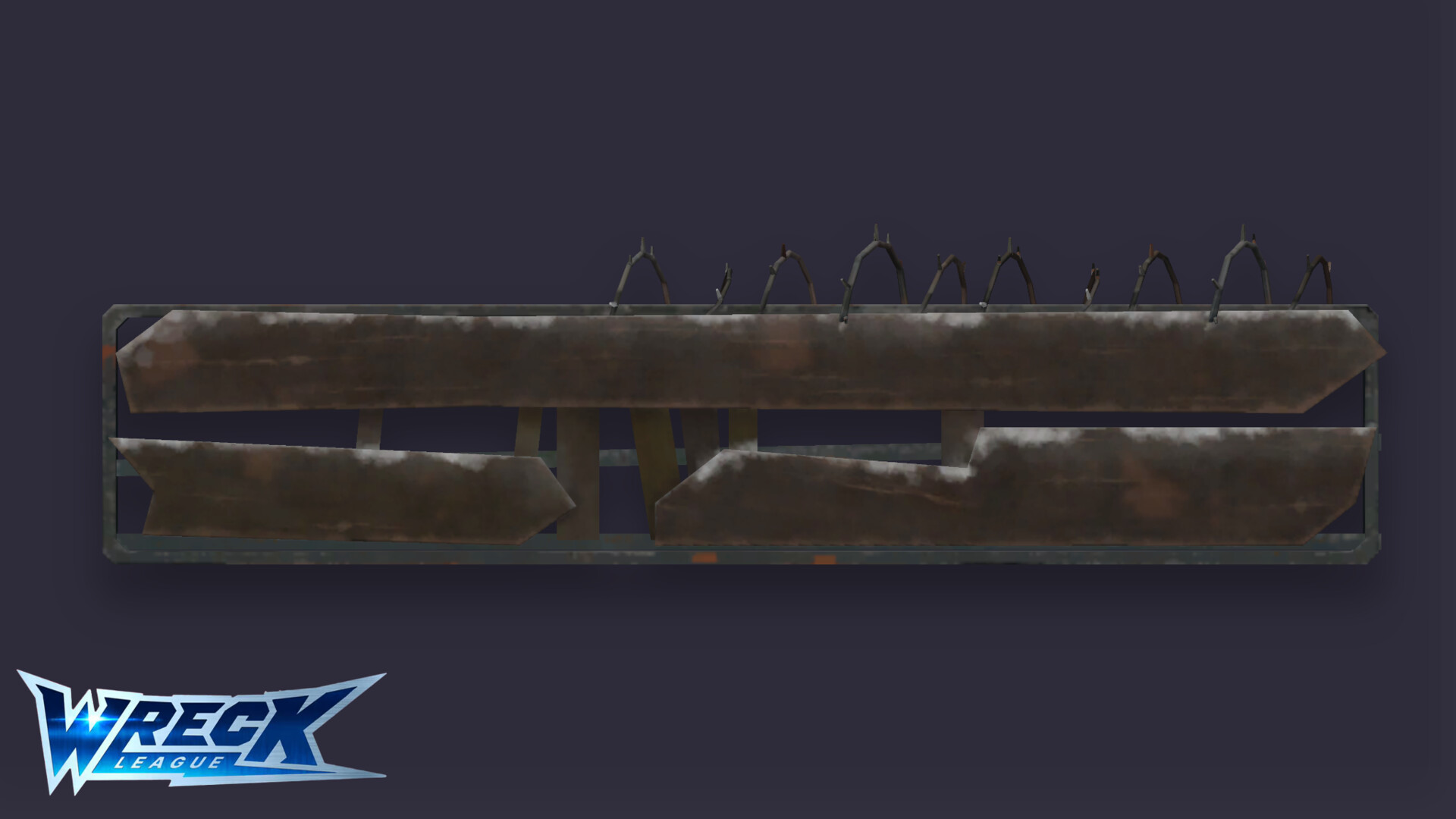 Wreck League — Props — spiked metal fence panel, detail view